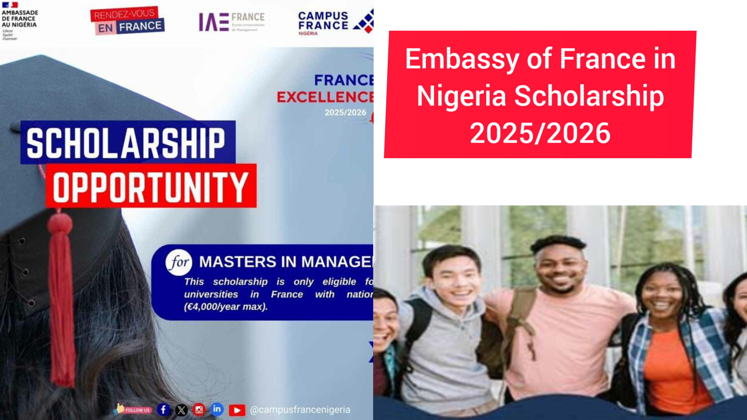 Embassy of France in Nigeria Scholarship 2025/2026